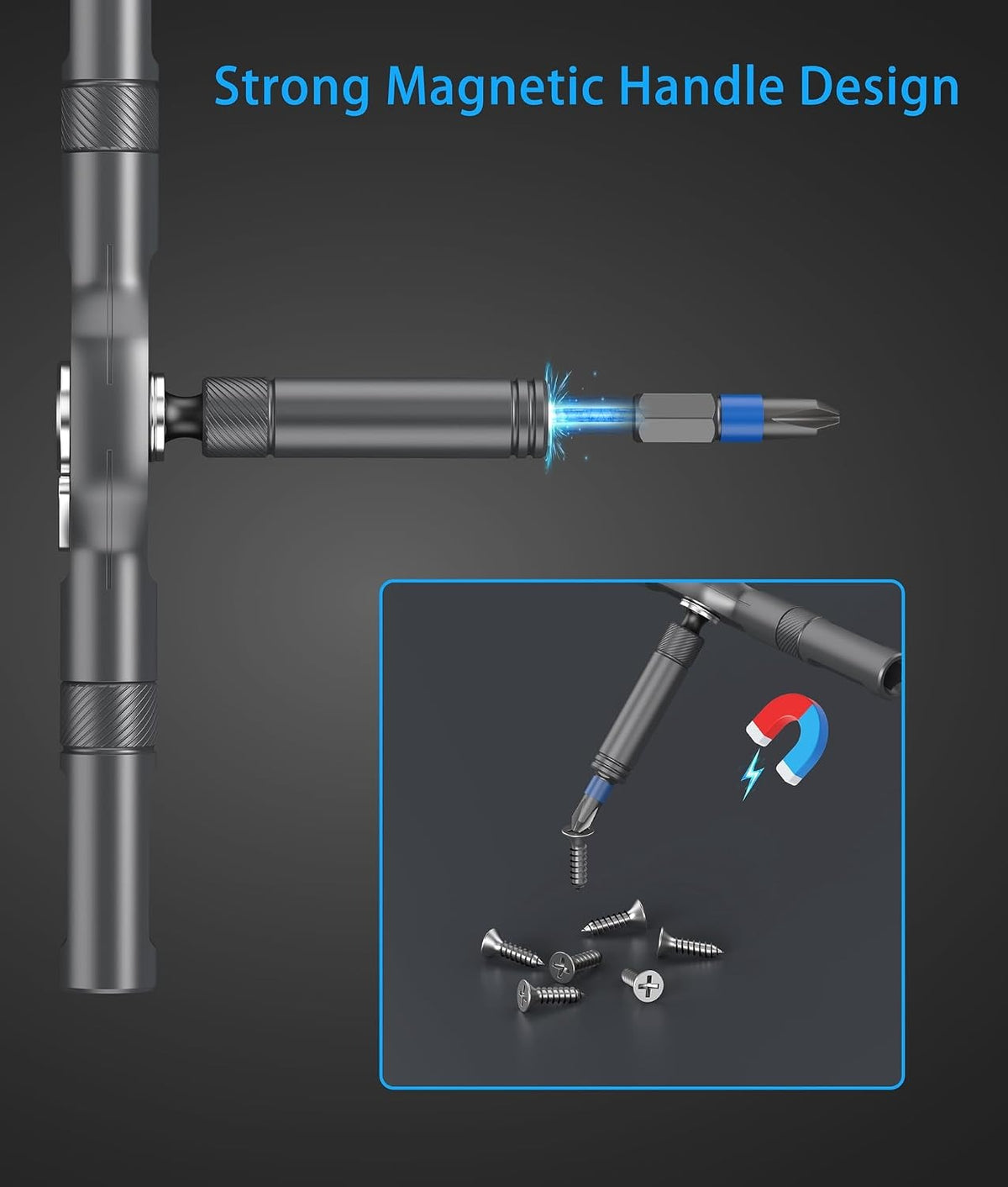 Magetic Screwdriver Set, S2 Steel Precision Screwdriver Set - Removable Self Assembly Screwdriver Kit for Furniture Assembly and Repair - Gift for DIYer