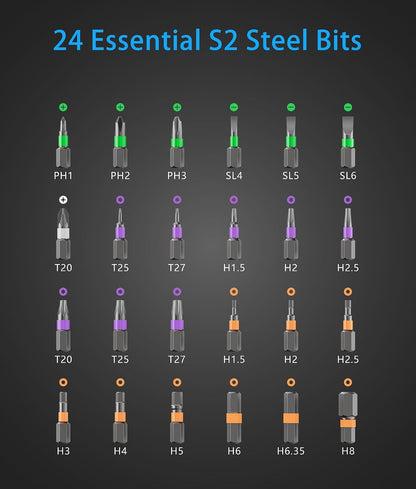 Magetic Screwdriver Set, S2 Steel Precision Screwdriver Set - Removable Self Assembly Screwdriver Kit for Furniture Assembly and Repair - Gift for DIYer
