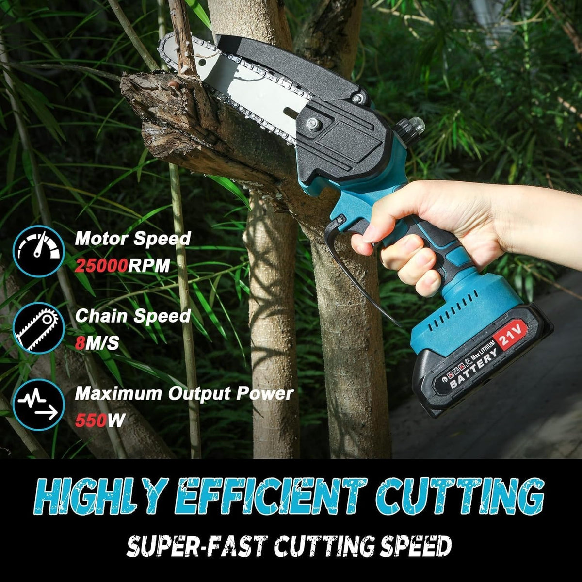 3-IN-1 Cordless Pole Chainsaw & Electric Scissors, Electric Chainsaw with 2x 21V 1500mAh Battery & Charger, Battery Powered Chain Saw with Extension Pole, Long Reach Tree Trimmer for Garden Yard