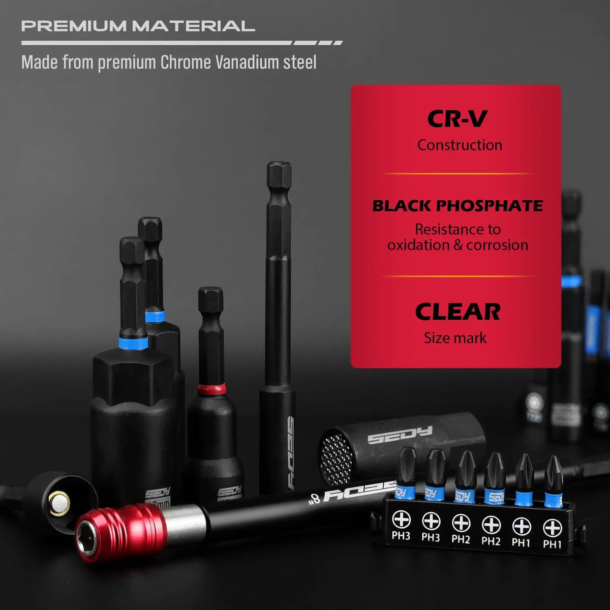 Magnetic Impact Nut Driver Set, 80pc or 41pc, Metric & SAE with Socket Adapters, Bit Holder, Wing Nut Driver, Universal Sockets, Quick Release Extension, Power Bits toolbox Multifunctional Screwdriver Switchable Screwdriver Shape