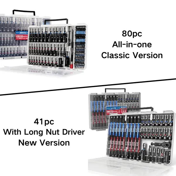 Magnetic Impact Nut Driver Set, 80pc or 41pc, Metric & SAE with Socket Adapters, Bit Holder, Wing Nut Driver, Universal Sockets, Quick Release Extension, Power Bits toolbox Multifunctional Screwdriver Switchable Screwdriver Shape